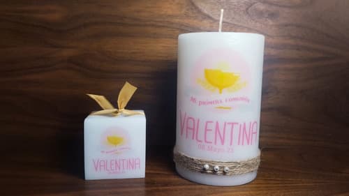 30 Velas +1 Cirio Personalizado Recuerdos Bautizo Boda Selah