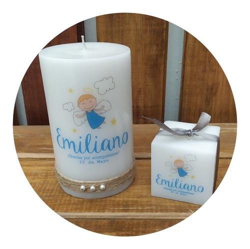 15 Velas +2 Cirios Personalizado Recuerdos Bautizo  Selah