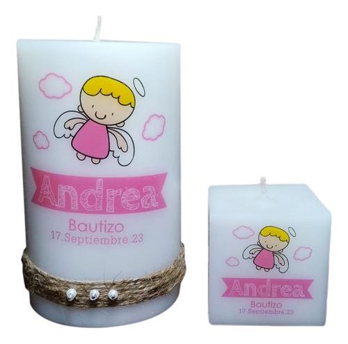 15 Velas +1 Cirio Personalizado Recuerdos Bautizo Boda Selah