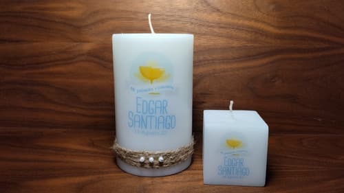 15 Velas +1 Cirio Personalizado Recuerdos Bautizo Boda Selah